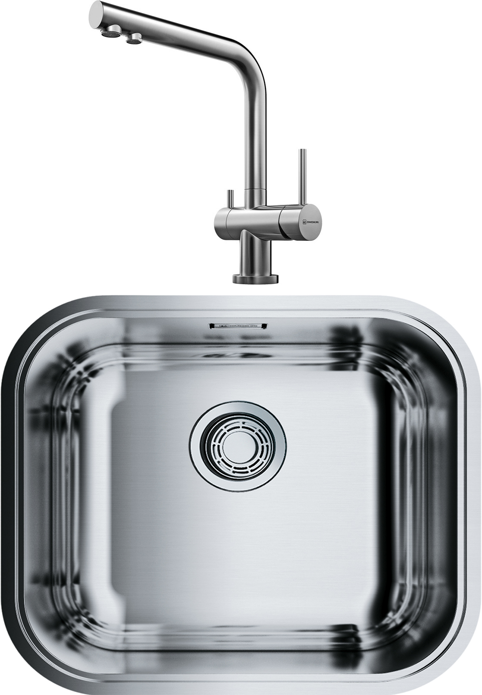 Комплект Мойка Omoikiri Omi 49-U-IN, нержавеющая сталь + Смеситель Nagano BN, нержавеющая сталь