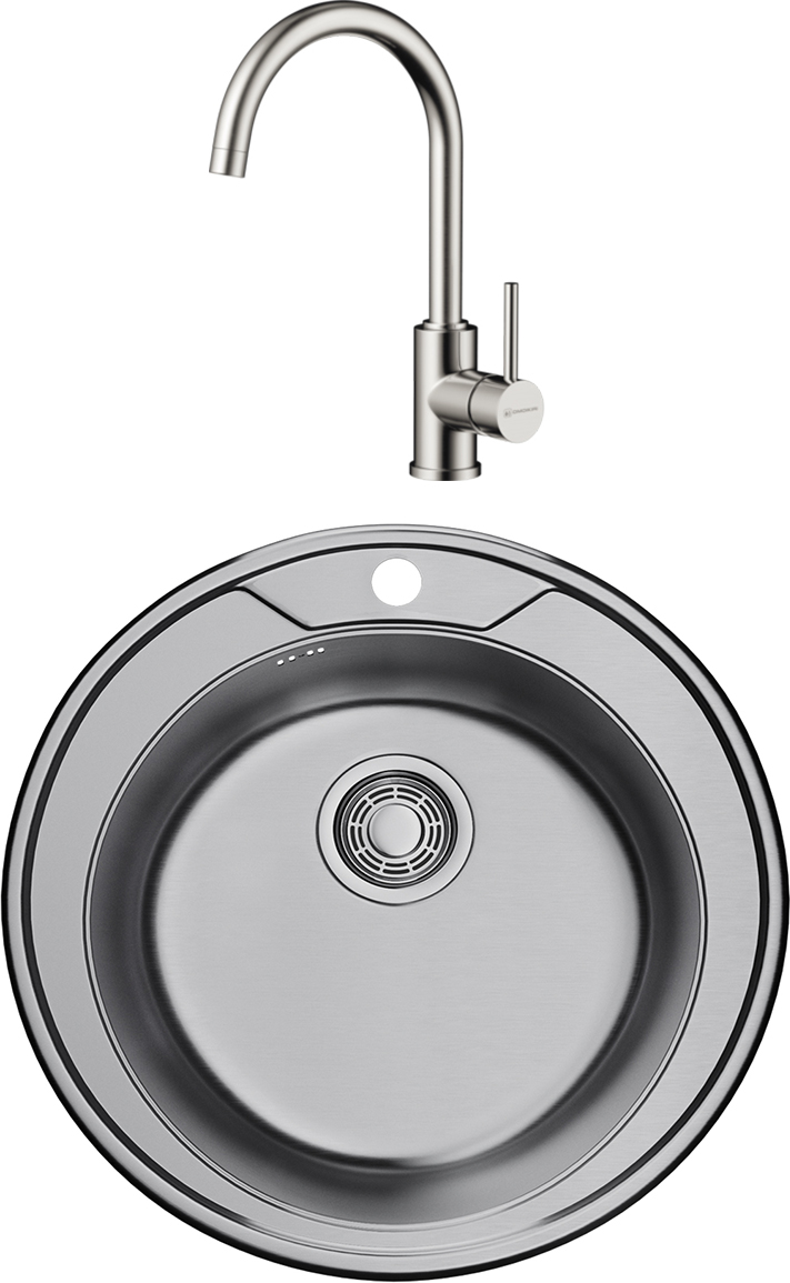 Комплект Мойка Omoikiri Asida 51 + Смеситель Shinagawa BN, нержавеющая сталь