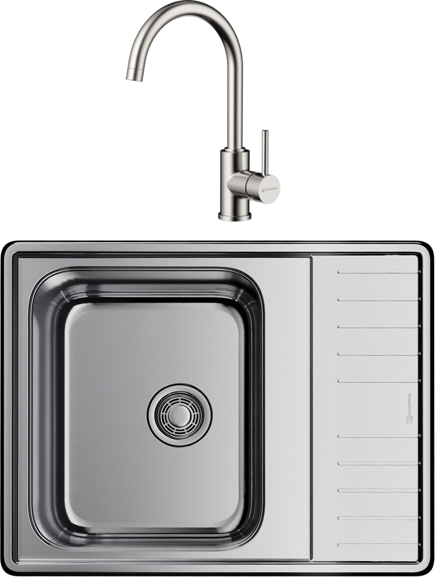 Комплект Мойка Omoikiri Sagami 63 + Смеситель Shinagawa BN, нержавеющая сталь