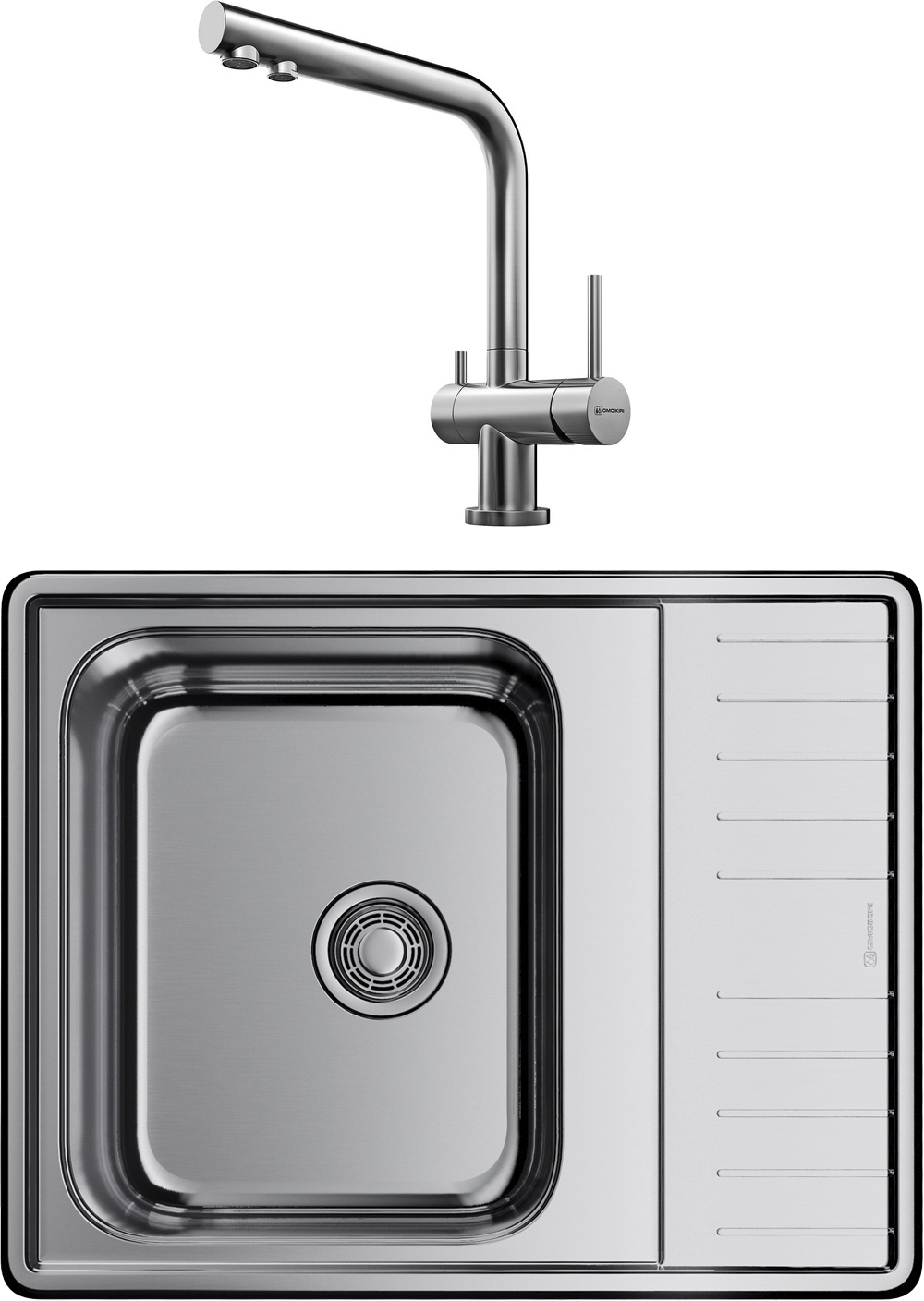 Комплект Мойка Omoikiri Sagami 63 + Смеситель Nagano BN, нержавеющая сталь