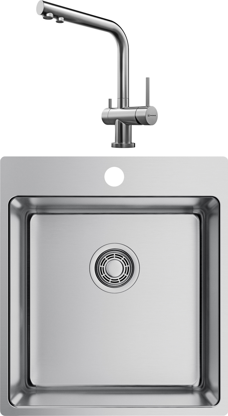 Комплект Мойка Omoikiri Amadare 45-IN + Смеситель Nagano BN, нержавеющая сталь