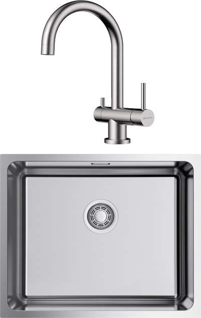 Комплект Мойка Omoikiri TADZAVA 54-U-IN, нержавеющая сталь + Смеситель Yamada BN, нержавеющая сталь