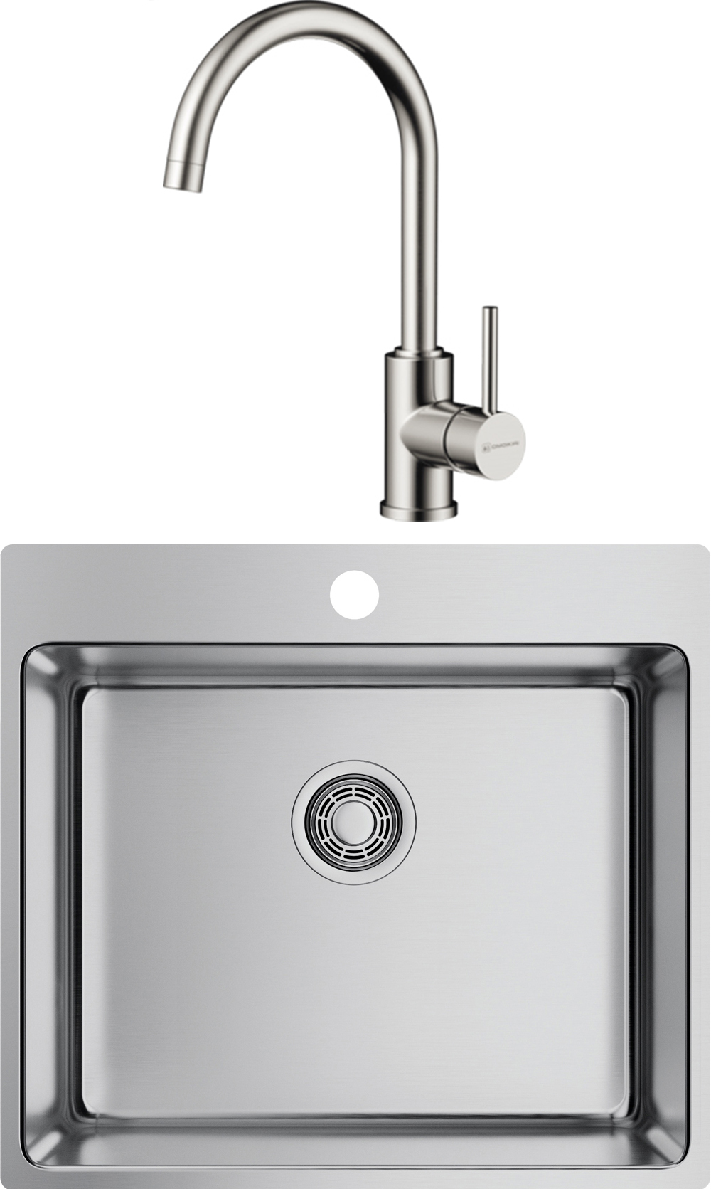 Комплект Мойка Omoikiri Amadare 55-IN + Смеситель Shinagawa BN, нержавеющая сталь