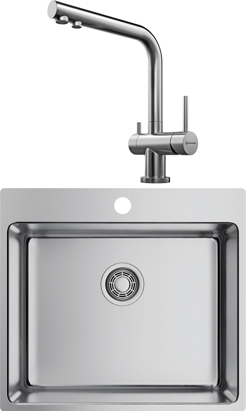 Комплект Мойка Omoikiri Amadare 55-IN + Смеситель Nagano BN, нержавеющая сталь