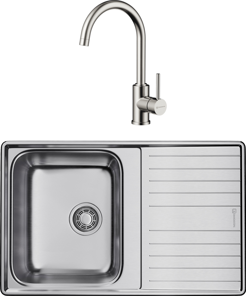Комплект Мойка Omoikiri Sagami 79 + Смеситель Shinagawa BN, нержавеющая сталь