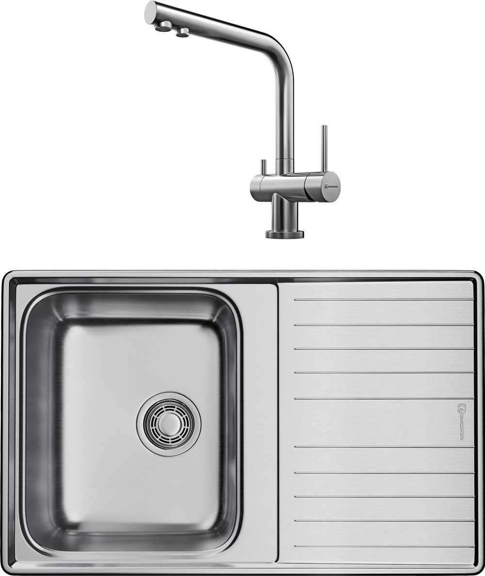 Комплект Мойка Omoikiri Sagami 79 + Смеситель Nagano BN, нержавеющая сталь