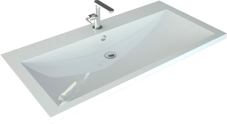 Мебельная раковина Art&Max AM-LAV 100 накладная, белая, прямоугольная, искусственный мрамор