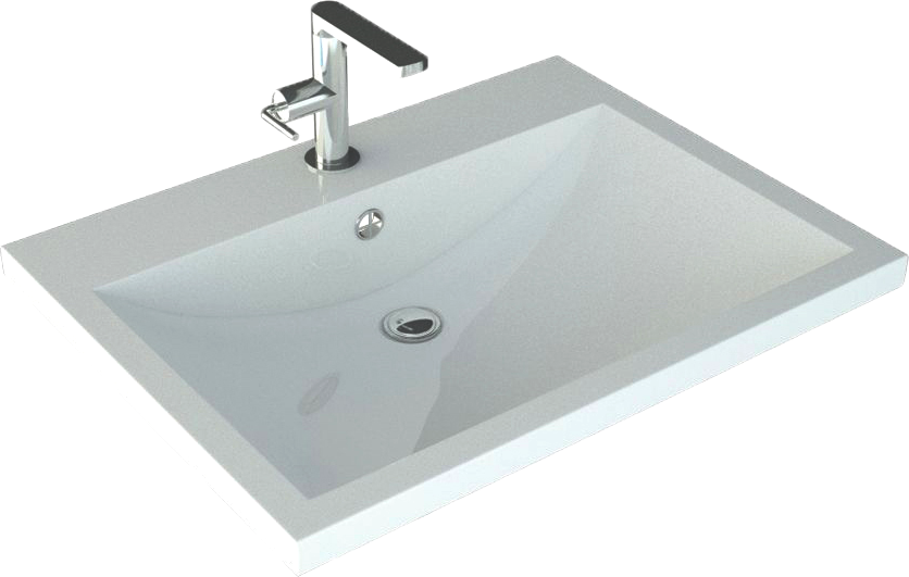 Мебельная раковина Art&Max AM-LAV 58 накладная, белая, прямоугольная, искусственный мрамор