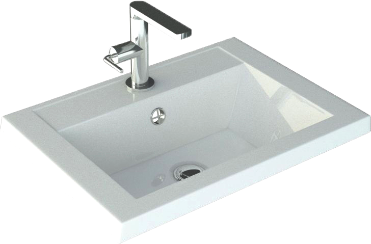 Мебельная раковина Art&Max Family 50 накладная, белая, прямоугольная, искусственный мрамор