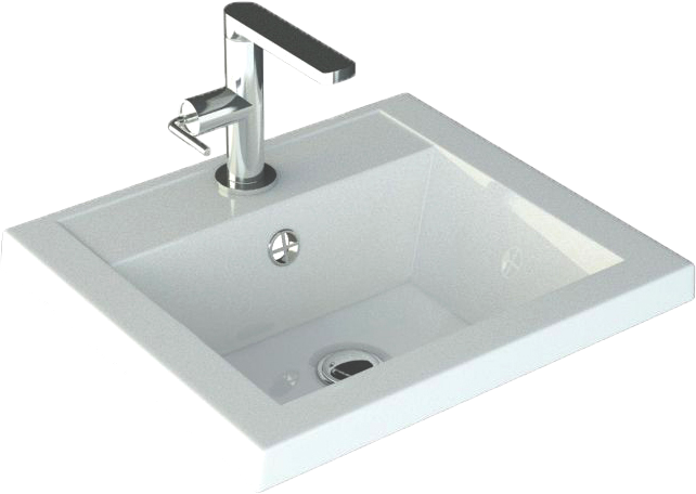 Мебельная раковина Art&Max Family 40 накладная, белая, прямоугольная, искусственный мрамор