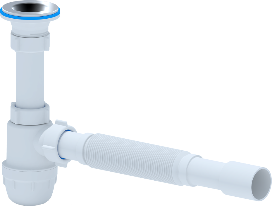 Сифон для раковины АНИ пласт BM1015 32 мм, бутылочный, матовый белый