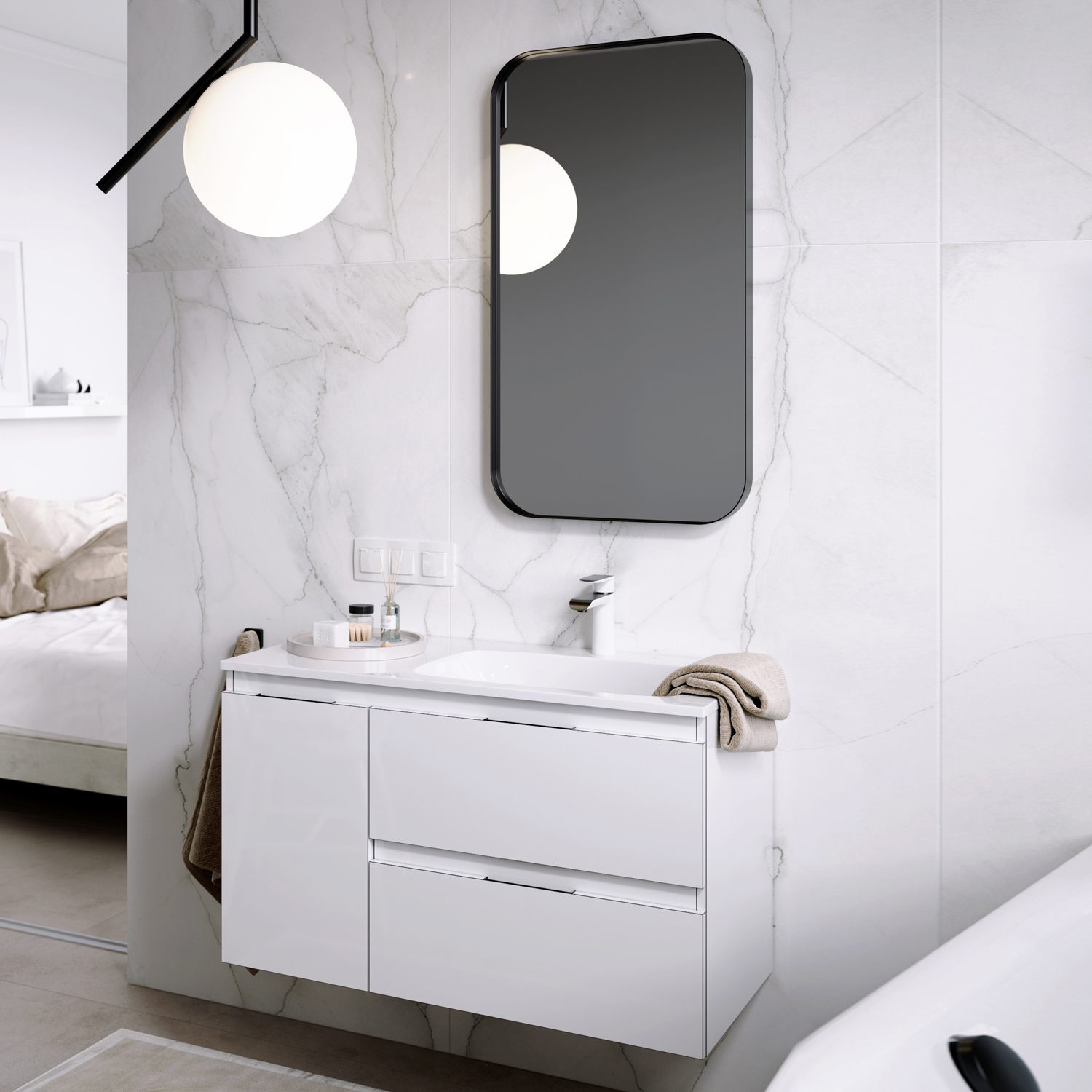 Мебель для ванной комнаты Aqwella 5 stars Accent 90 R, белая