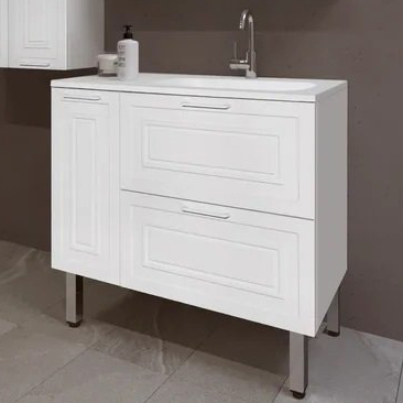 Тумба с раковиной Style Line Альба 90 Люкс R, с бельевой корзиной