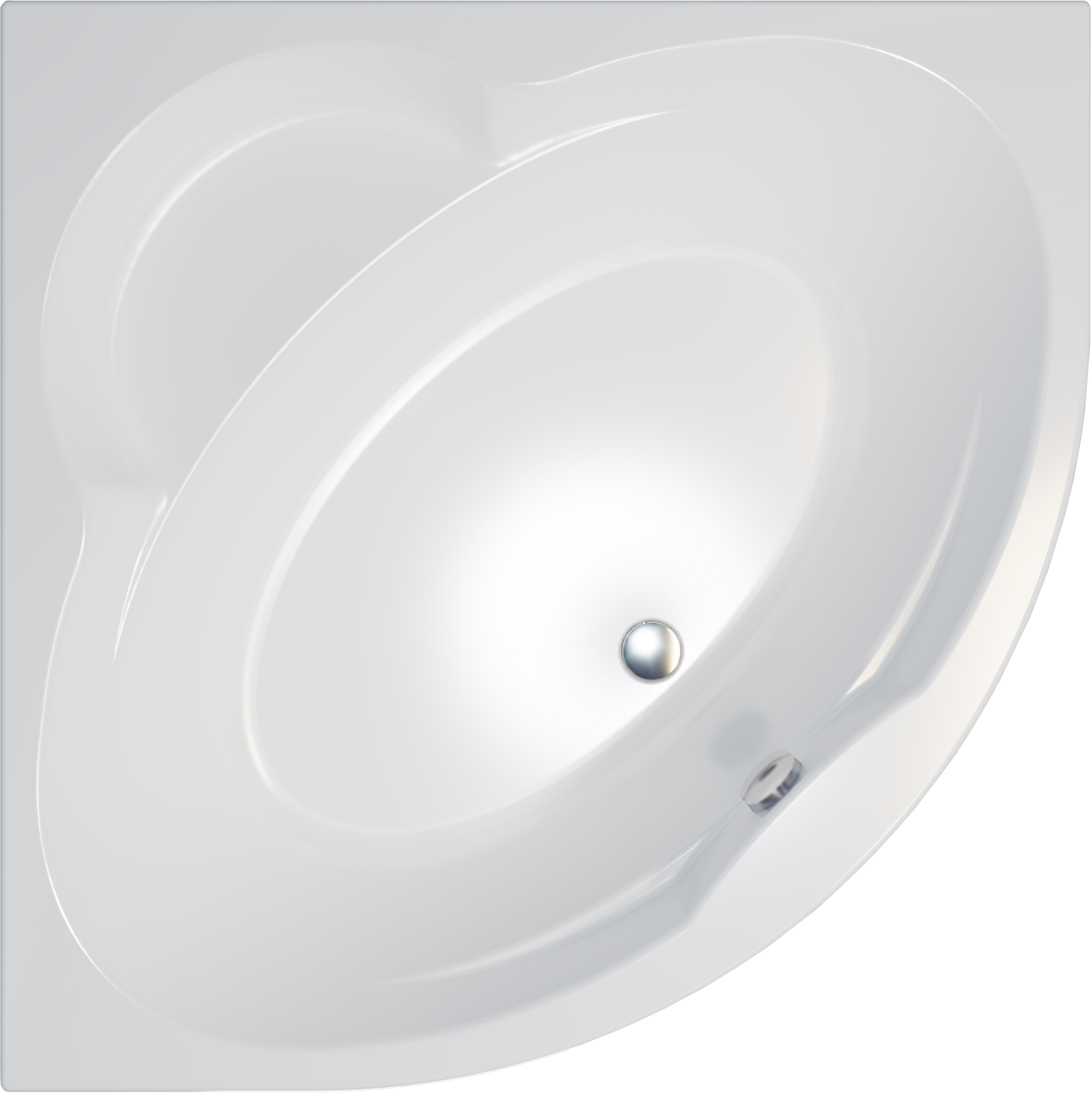 Акриловая ванна 1ACReal Мартин 120x120 см, угловая, пристенная, белая, четверть круга, с каркасом, с сиденьем