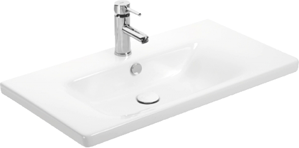Мебельная раковина Sanovit Soft 80 накладная, белая, прямоугольная, фаянс