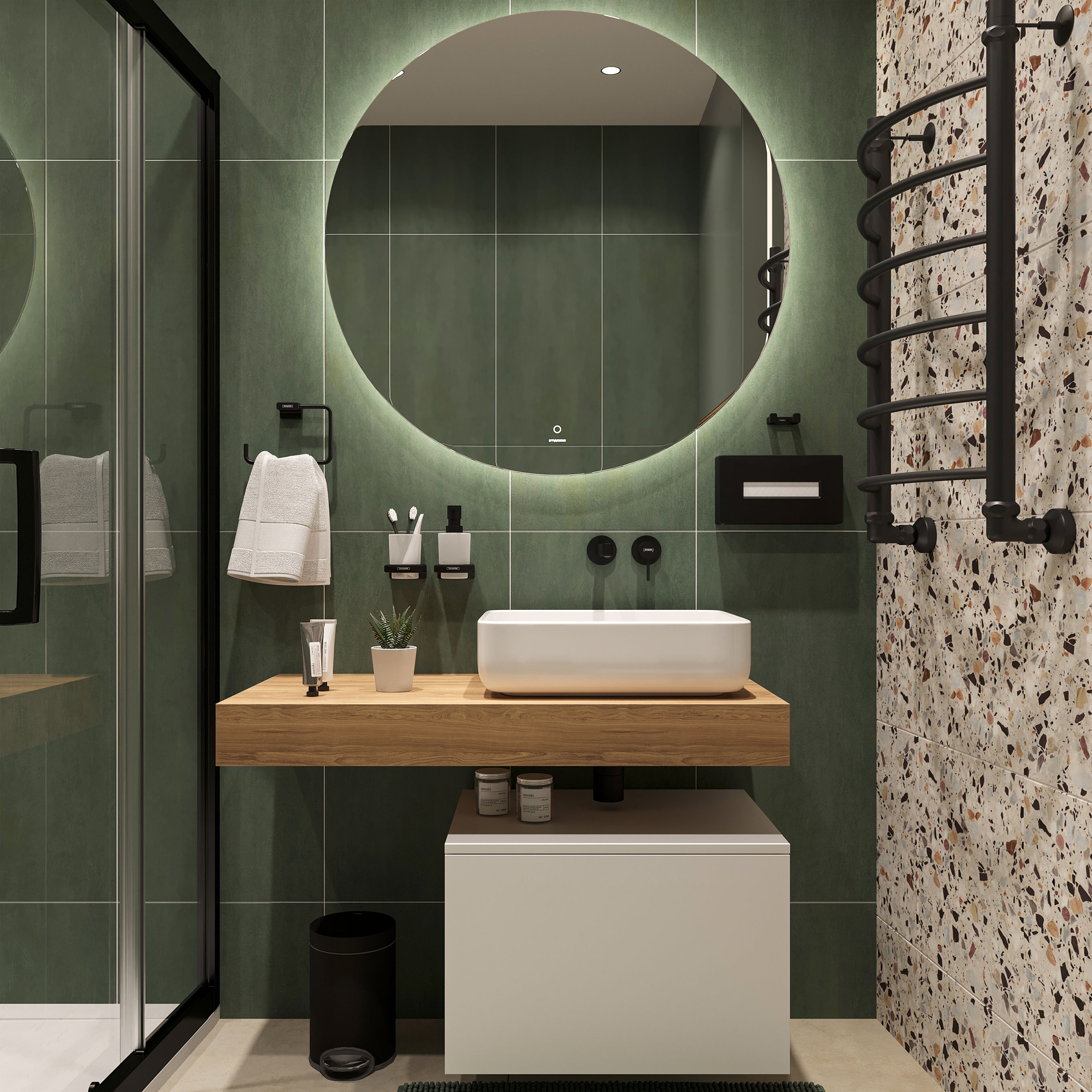 Мебель для ванной комнаты STWORKI Ольборг 100 столешница дуб французский, без отверстий, с тумбой 60