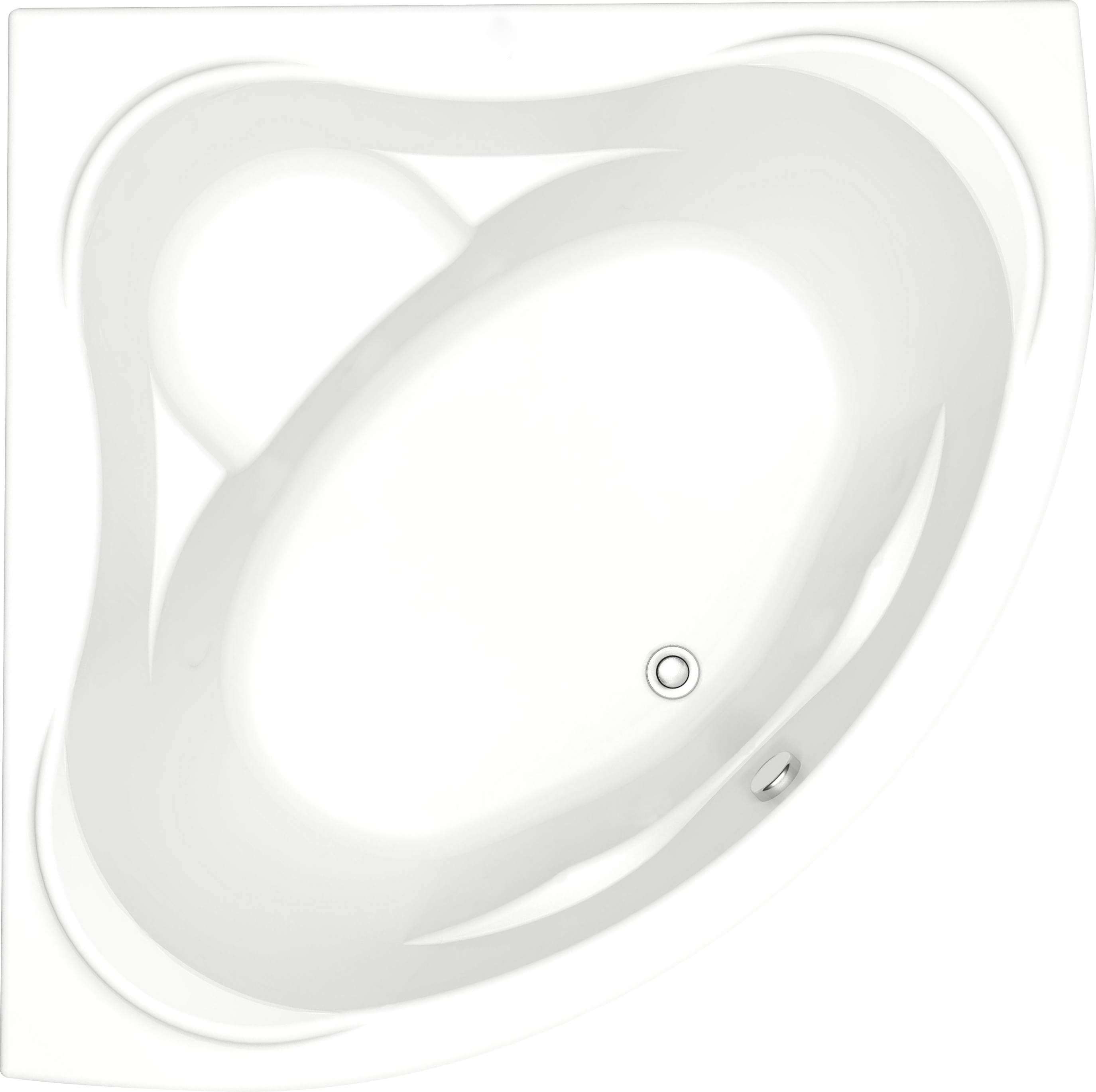 Акриловая ванна Bas Мега 160x160 см, угловая, пристенная, белая, четверть круга, с каркасом, для двоих, с сиденьем