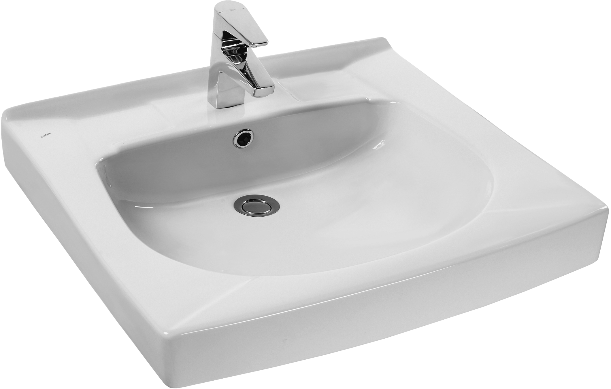 Раковина над стиральной машиной Santek Пилот 1WH301971 62 глянцевая белая, квадратная, с комплектом кронштейнов