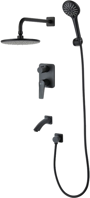 Душевой комплект Lemark Bronx LM3722BL С ВНУТРЕННЕЙ ЧАСТЬЮ, черный