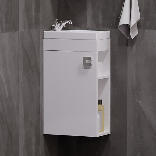 Тумба под раковину без столешницы Corozo Комо 40, подвесная, белая