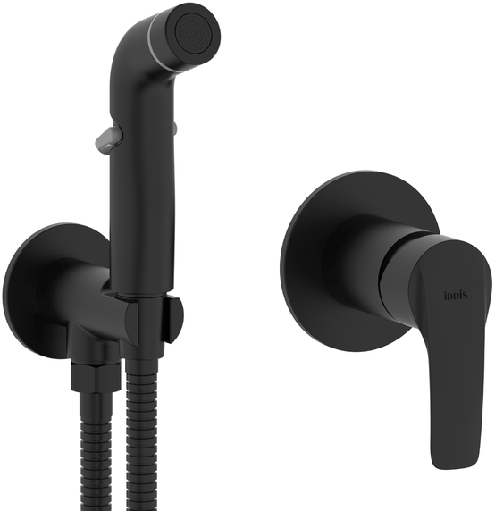 Гигиенический душ IDDIS Ray RAYBLR2i08 со смесителем, С ВНУТРЕННЕЙ ЧАСТЬЮ, черный матовый