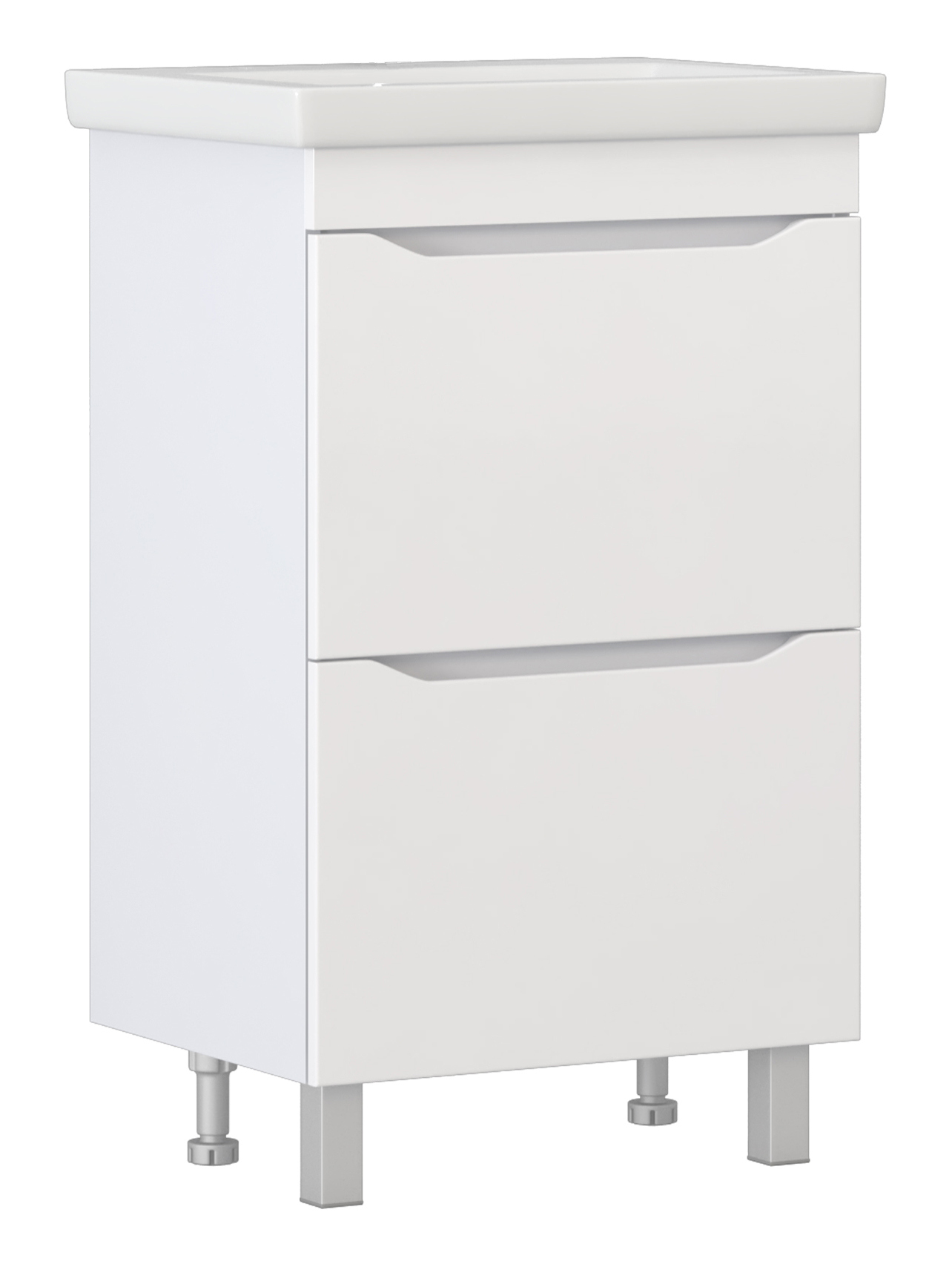 Тумба под раковину без столешницы Vigo Grani 60 напольная, 2 ящика, белая