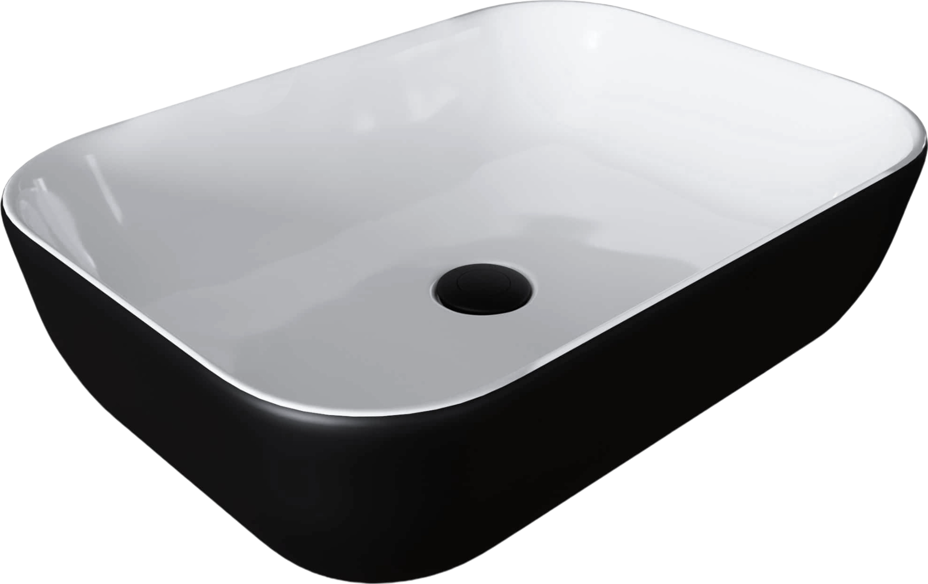 Накладная раковина Grossman GR-4043BW 51 черно-белая, прямоугольная, фаянс