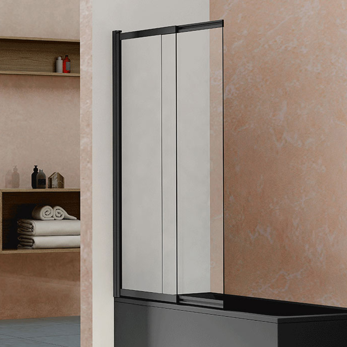 Шторка на ванну Vincea VSB-1E100CLB 100 см, профиль чёрный, стекло прозрачное