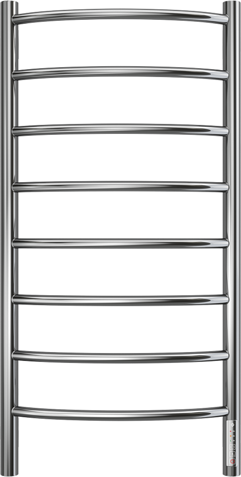Полотенцесушитель электрический Terminus Классик П8 85x45 см, подключение справа, скрытое подключение справа, глянцевый хром, лесенка, дуга