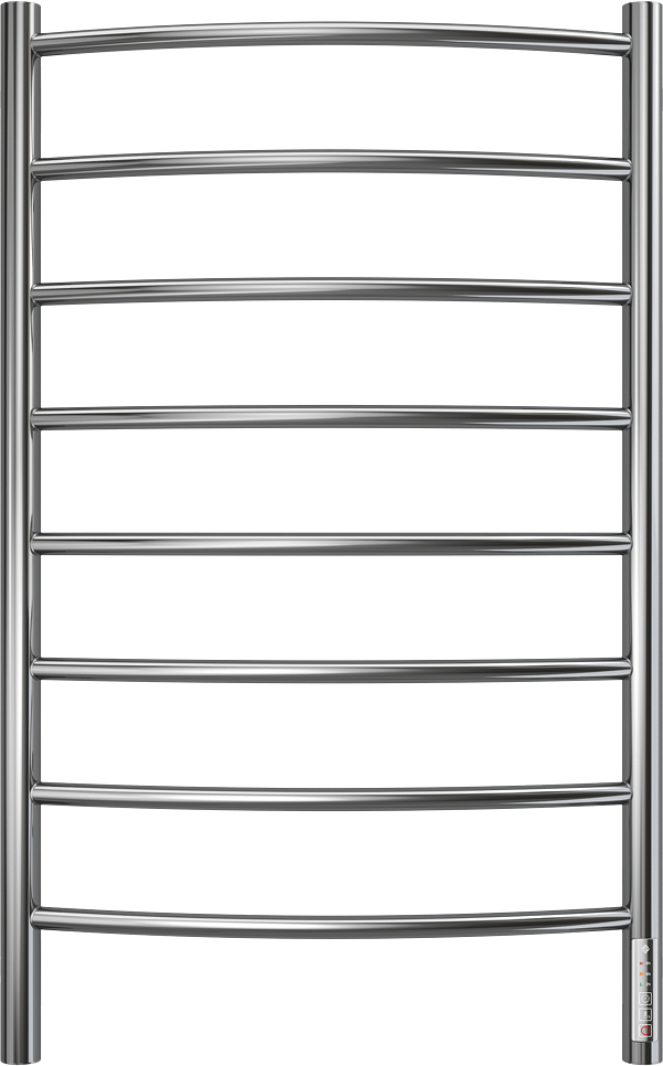 Полотенцесушитель электрический Terminus Классик П8 85x55 см, подключение справа, скрытое подключение справа, глянцевый хром, лесенка, дуга