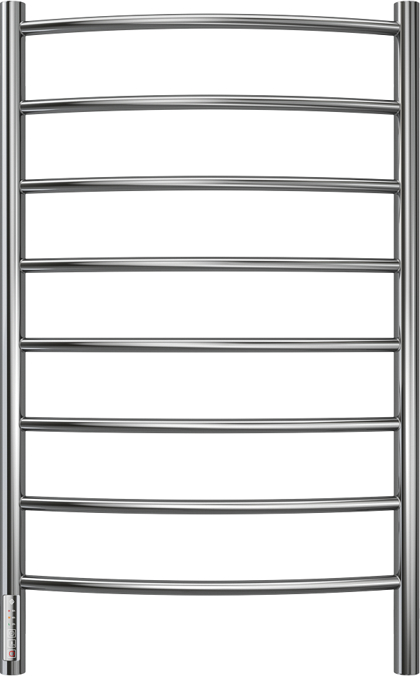 Полотенцесушитель электрический Terminus Классик П8 85x55 см, подключение слева, скрытое подключение слева, глянцевый хром, лесенка, дуга