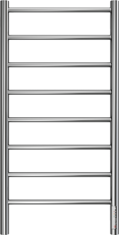 Полотенцесушитель электрический Terminus Аврора П8 400*850 85x45 см, подключение справа, слева, глянцевый хром, лесенка