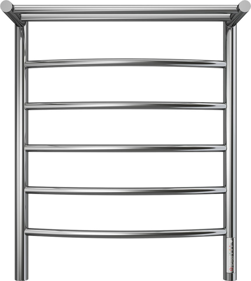 Полотенцесушитель электрический Terminus Классик П6 65x55 см, подключение справа, слева, глянцевый хром, лесенка, с полкой
