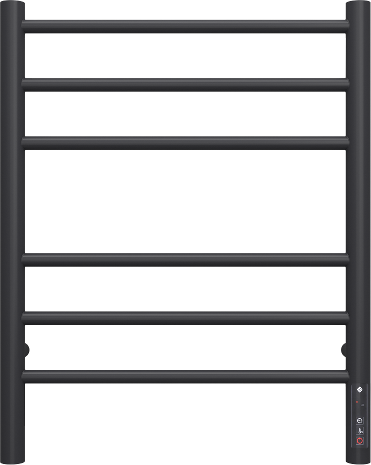 Полотенцесушитель электрический Terminus Аврора П6 60x50 см, подключение справа, слева, матовый черный, лесенка, из стали