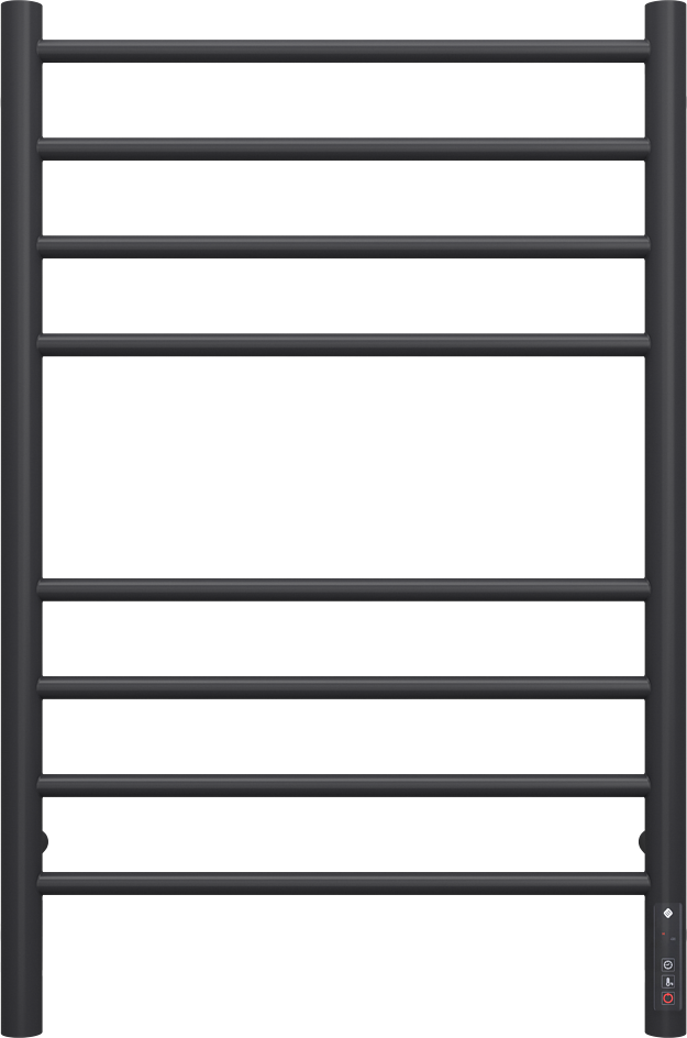 Полотенцесушитель электрический Terminus Аврора П8 80x55 см, подключение справа, слева, матовый черный, лесенка, из стали