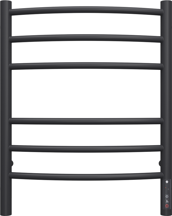 Полотенцесушитель электрический Terminus Классик П6 60x50 см, подключение справа, слева, матовый черный, лесенка, из стали