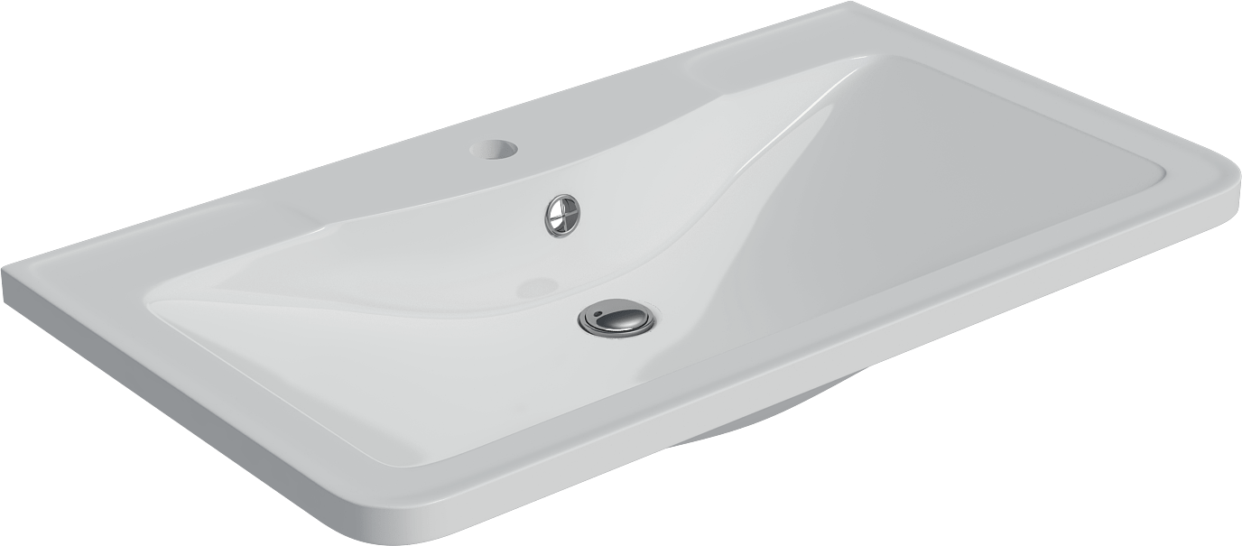 Мебельная раковина Madera Adel 80 накладная, глянцевая белая, прямоугольная, искусственный мрамор