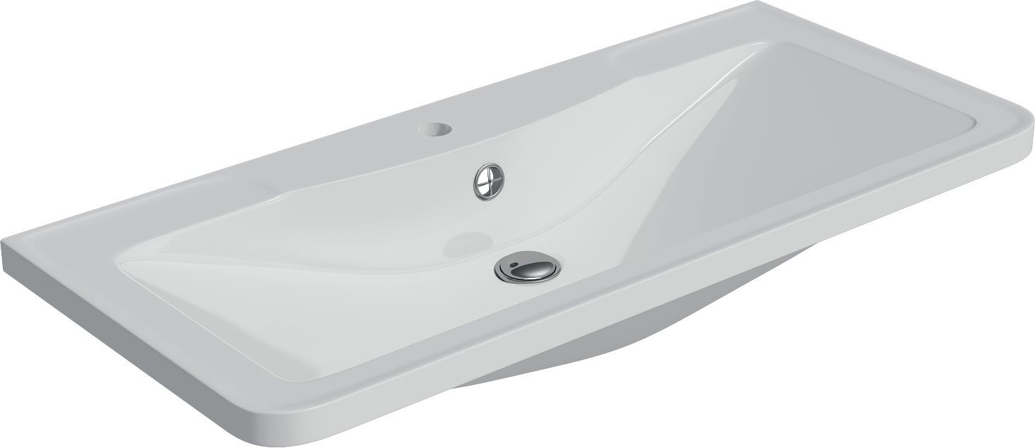 Мебельная раковина Madera Adel 100 накладная, глянцевая белая, прямоугольная, искусственный мрамор