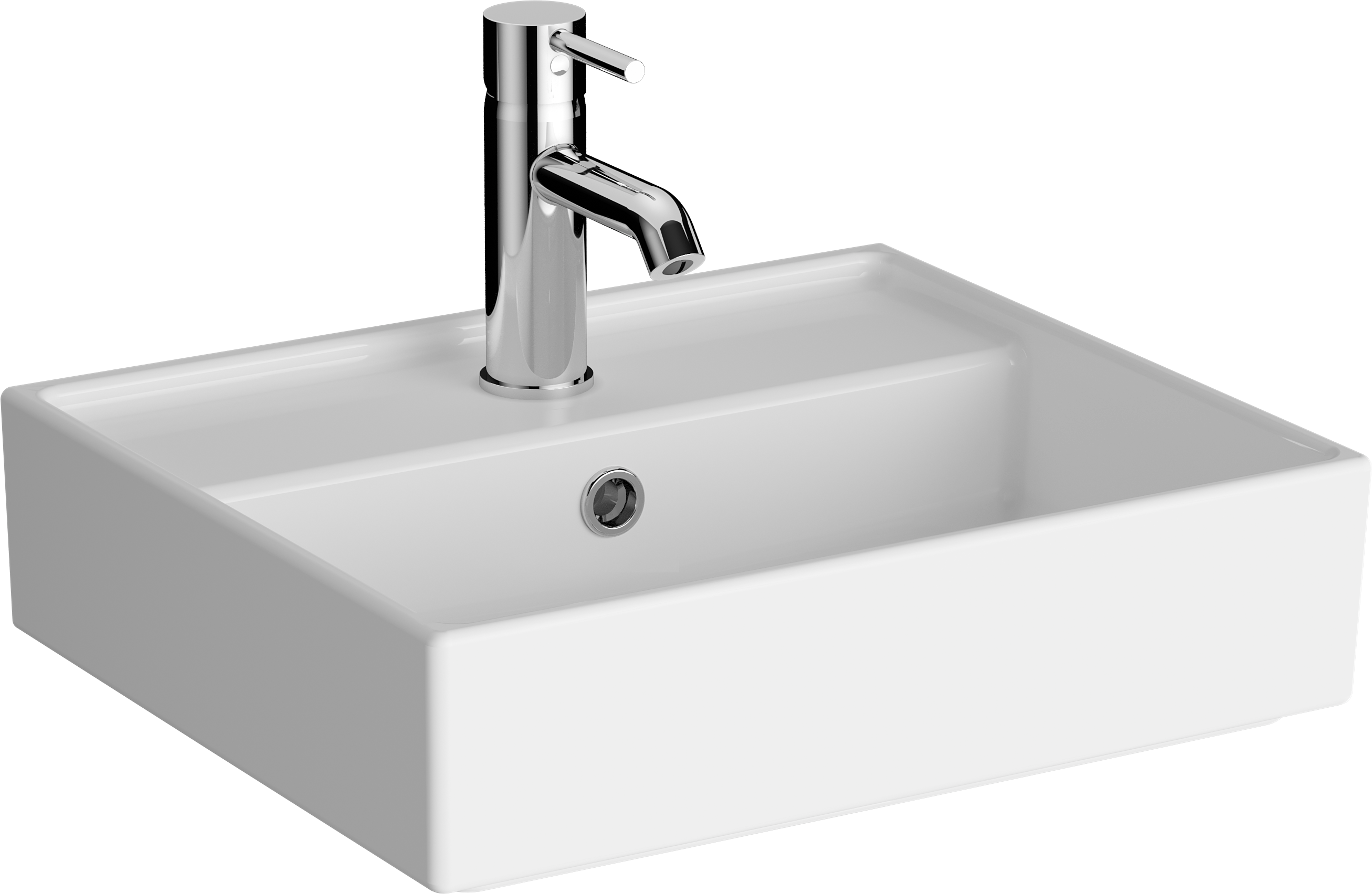 Накладная раковина VitrA Archiplan 7400B003-0001 45 глянцевая белая, прямоугольная, с 1 отверстием под смеситель