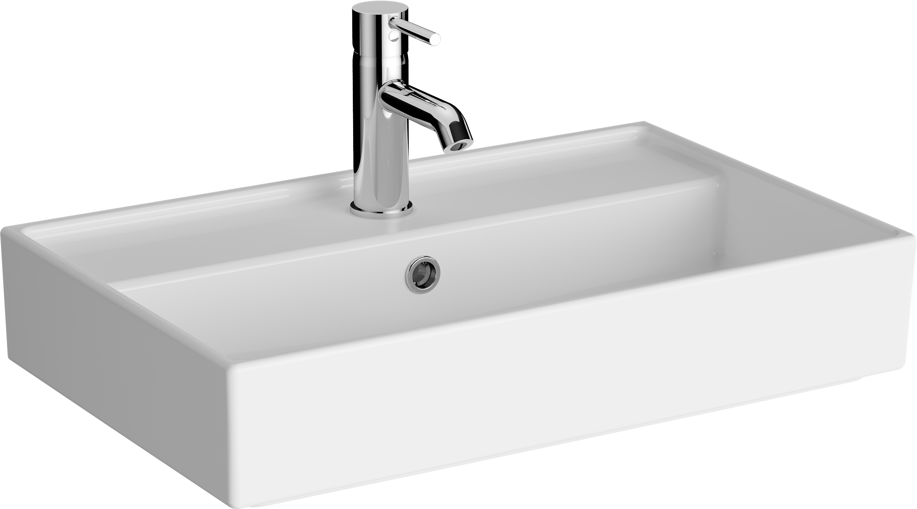 Накладная раковина VitrA Archiplan 7401B003-0001 60 глянцевая белая, прямоугольная, с 1 отверстием под смеситель