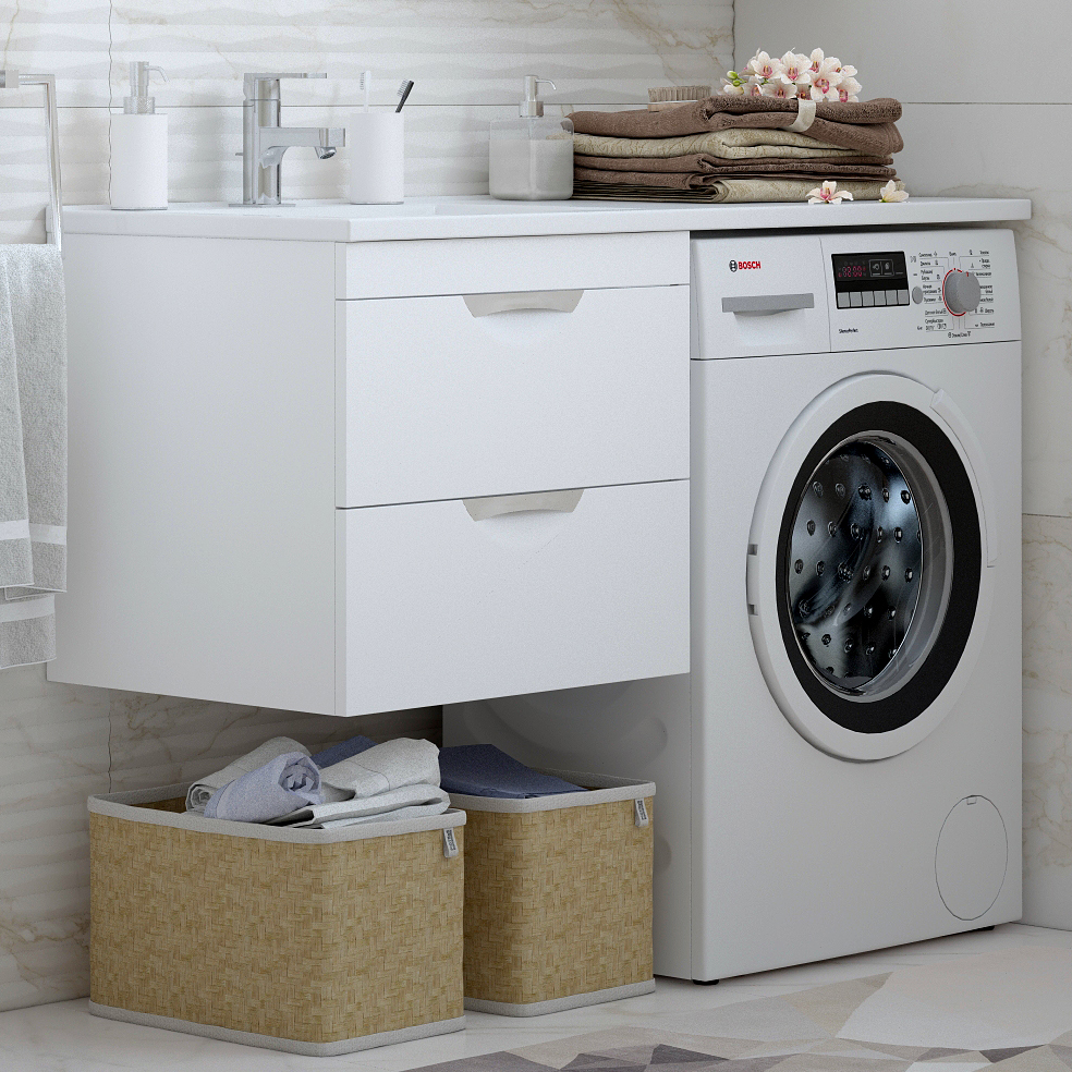 Тумба с раковиной Corozo Алиот 120, подвесная, под стиральную машину L