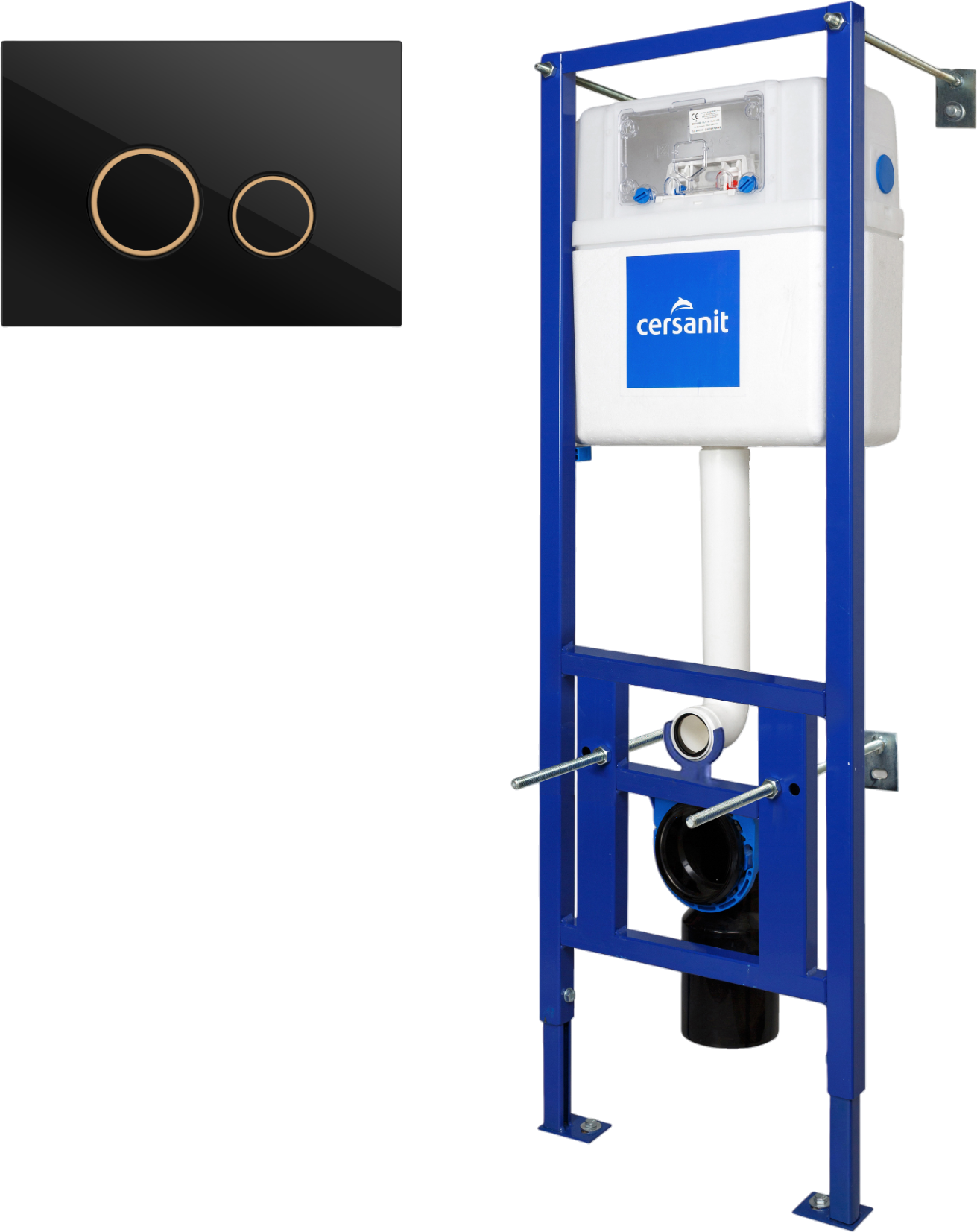 Комплект Инсталляция Cersanit Link Pro + Кнопка Twins 63534 цвет матовый черный