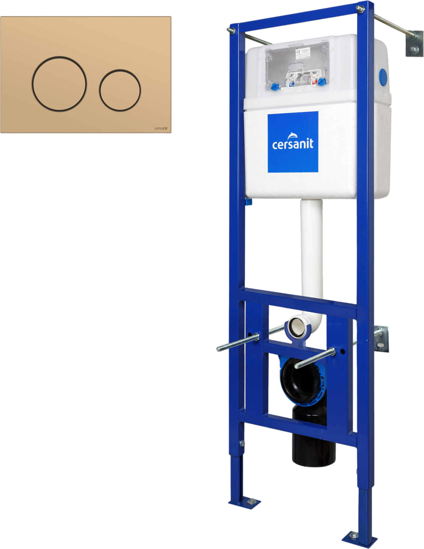 Комплект Инсталляция Cersanit Link Pro + Кнопка Twins 63524 цвет матовое золото