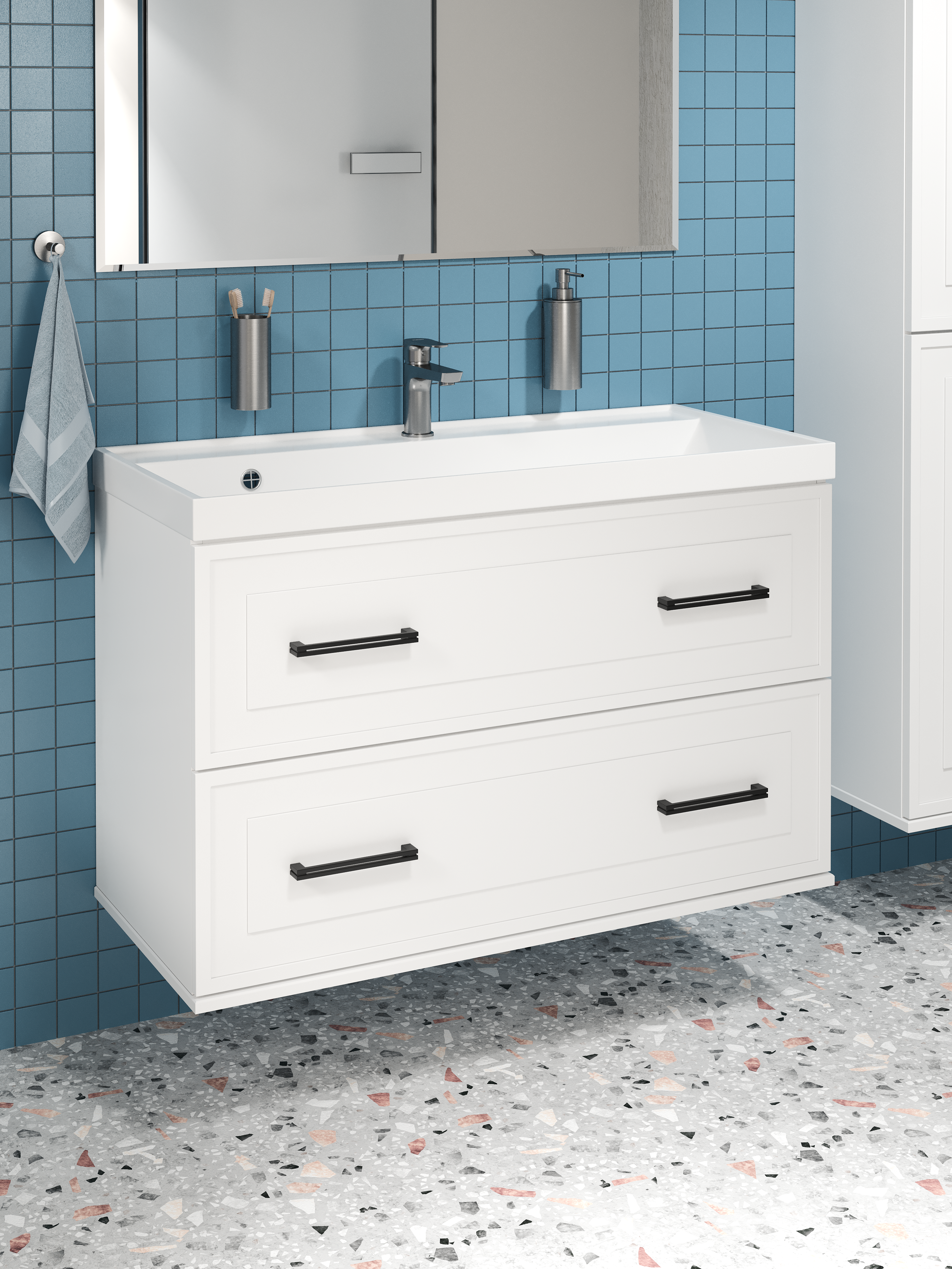 Тумба с раковиной STWORKI Хадстен 100 подвесная, белая