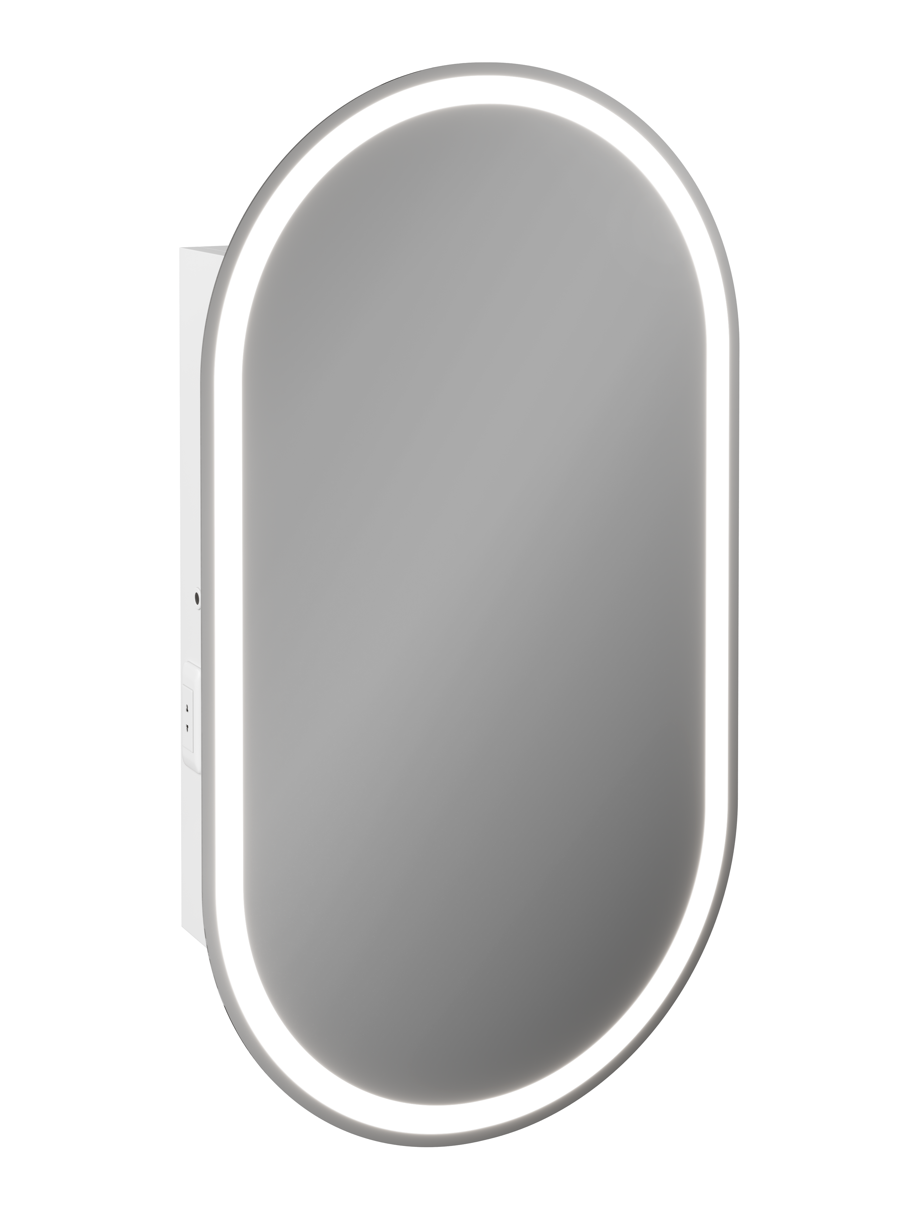 Зеркало-шкаф STWORKI Мальмё МВК074 45 с подсветкой, белое, овальное