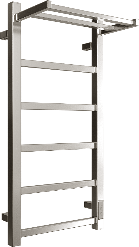 Полотенцесушитель электрический Двин Fj Plaza Neo 80/40 80x45 см, подключение справа, слева, полированный хром, лесенка, с полкой