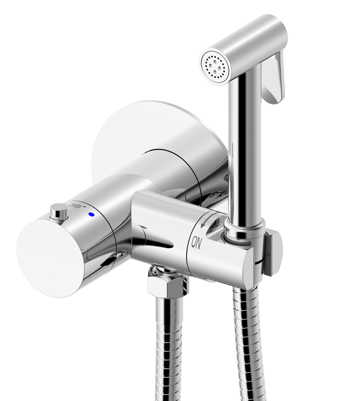 Гигиенический душ Allen Brau Thermo Rund 5.60001-00 со смесителем, С ВНУТРЕННЕЙ ЧАСТЬЮ, хром