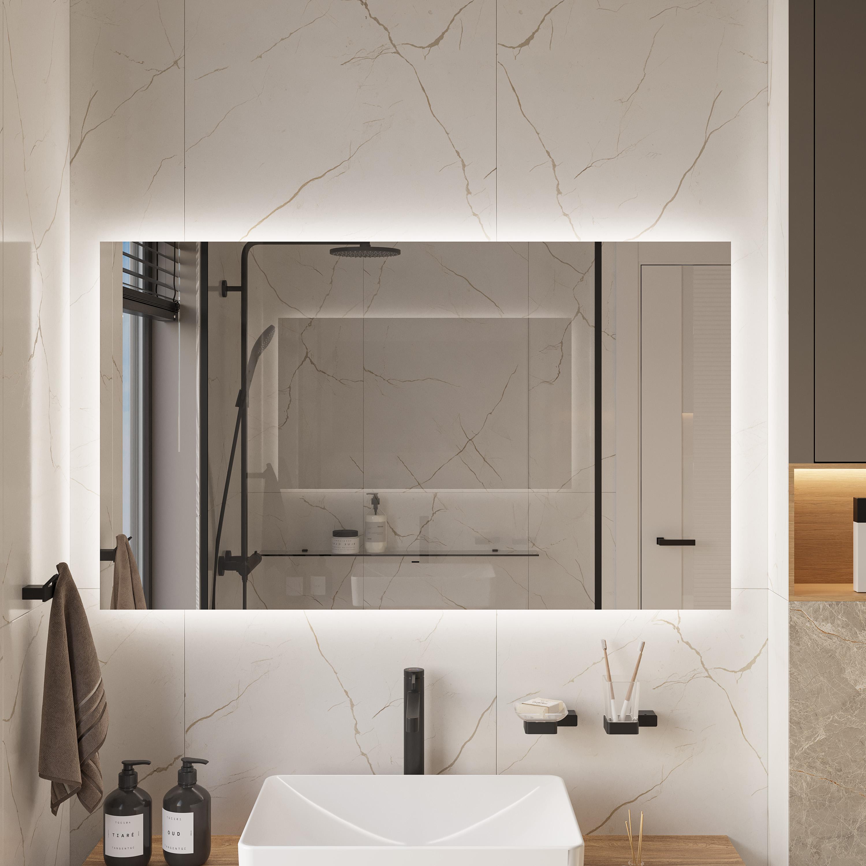 Зеркало DIWO Элиста 120x70см, ореольная подсветка LED, бесконтактный выключатель, прямоугольное