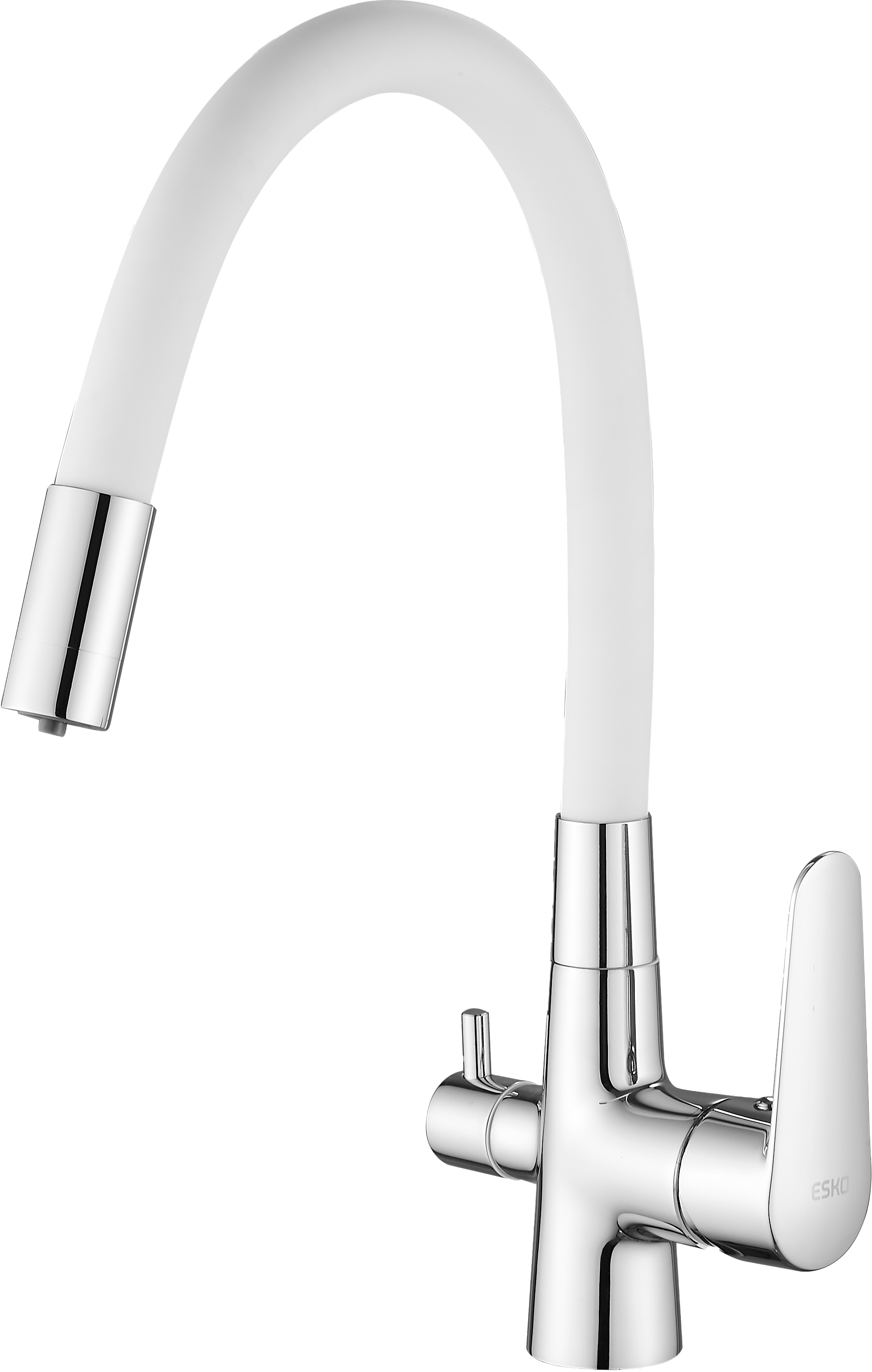 Смеситель для кухни ESKO Coral CL 03 W хром, белый, с гибким изливом