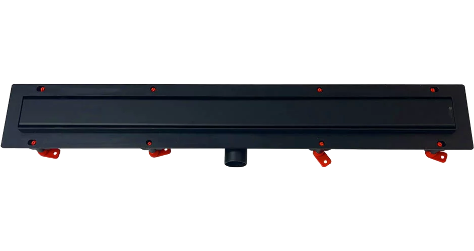 Душевой трап (лоток) Veconi Klasik B 650 65 см, решетка матовая черная, с сифоном, под плитку